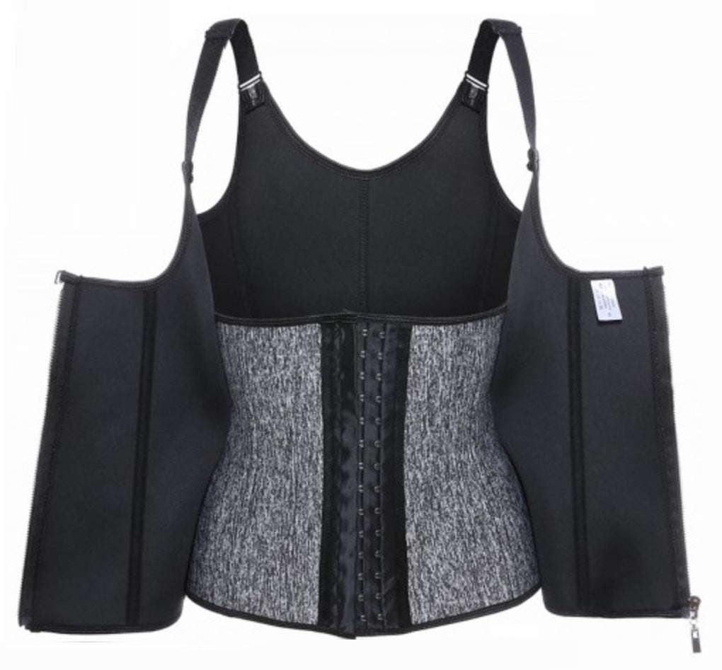 Workout Waist Trainer /Body Shaper Underbust Tank Top with Adjustable Straps- Grey