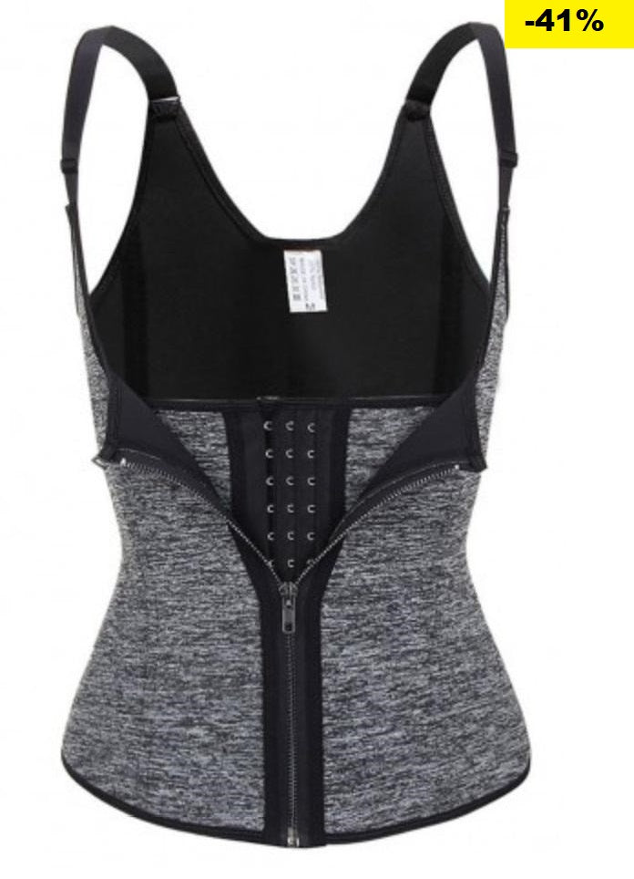 Workout Waist Trainer /Body Shaper Underbust Tank Top with Adjustable Straps- Grey
