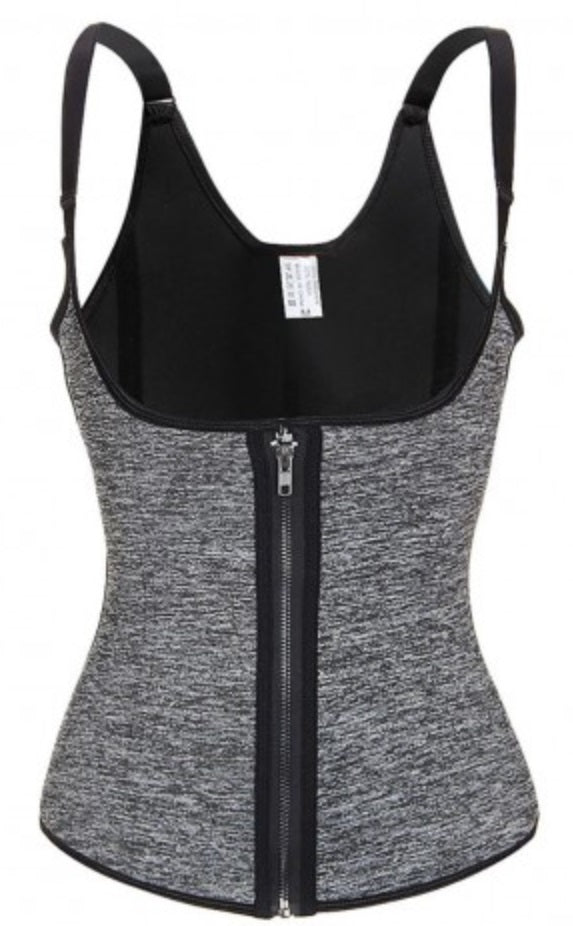 Workout Waist Trainer /Body Shaper Underbust Tank Top with Adjustable Straps- Grey