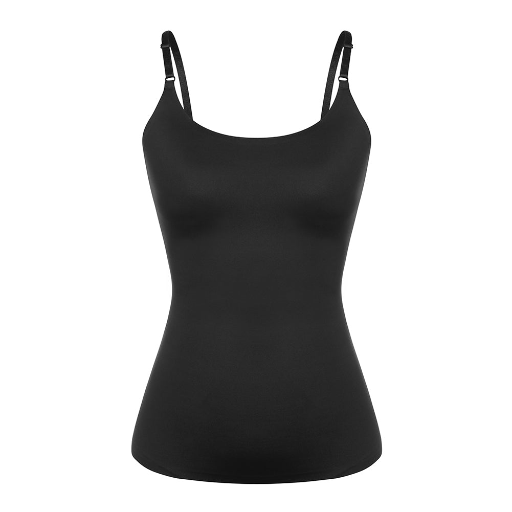 Buy V FOR CITY Women V-Neck Camis Shelf Bra Tank Top Seamless Adjustable  Straps Tee, Black/White, S at